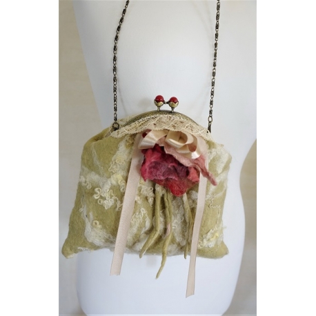 "With a coral flower" small retro bag